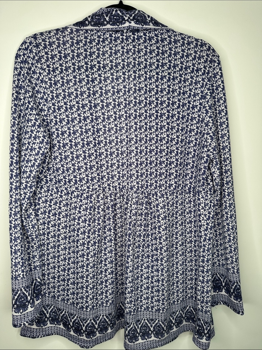 Dalia blue and white boho-patterned open front cardigan size XL - Picture 14 of 16
